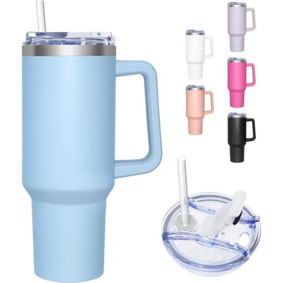 Mug Isotherme Fjbottle 1180ml - Double Couvercle Paille Et Bec, Acier Inoxydable Sans BPA