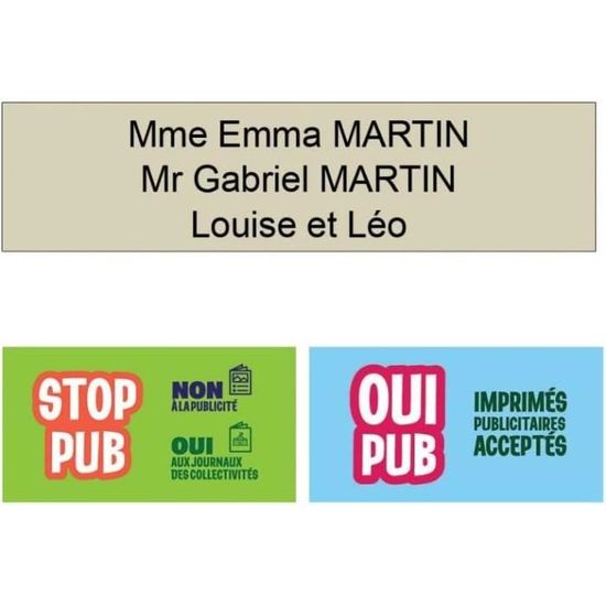 Plaque Boite Aux Lettres Adhésive 100 X 25 Mm - 2 Lignes - Noir