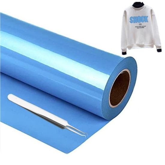 Vinyle Thermocollant Blanc Pour Tissu - Rouleau 30,5 Cm X 4 M, PVC Souple - Facile à Découper, Lavable, Pour T-shirts, Sacs, DIY - Avec Pince à épiler - 6