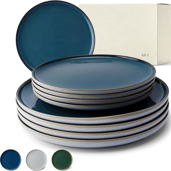 Service D'assiettes 18 Pièces Ma Maison - 6 Assiettes Plates, 6 Creuses, 6 à Dessert, Céramique Orange