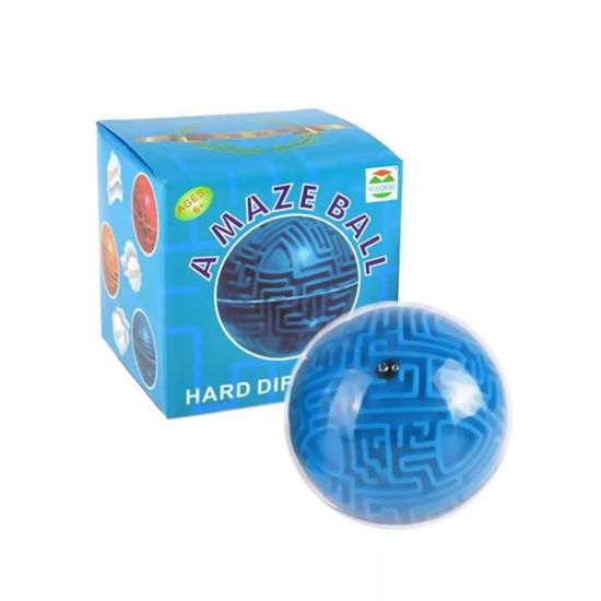 Mini Magic Maze 3D Puzzle Game Cube Balle Globe Sphère en Vrac Labyrinthe Jouets Casse-tête Jeu dapprentissage Education Puzzle Cadeaux Jouets Bleu Hard Difficulté 