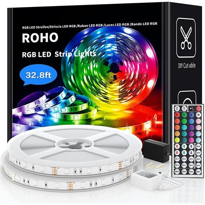 Ruban LED 10m, ROHO Bande LED RGB, SMD 5050 avec Télécommande LED