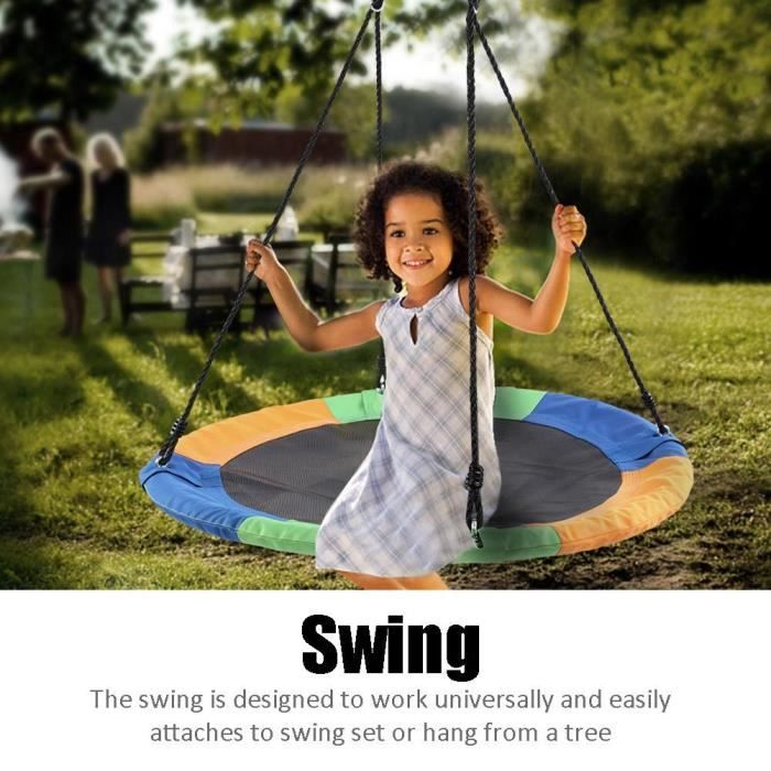 Balançoire Nid Suspendue Pour Enfants – Siège à Bascule Portable Avec Coussin Gonflable Et Lumières Colorées (jusqu'à 80 Kg)