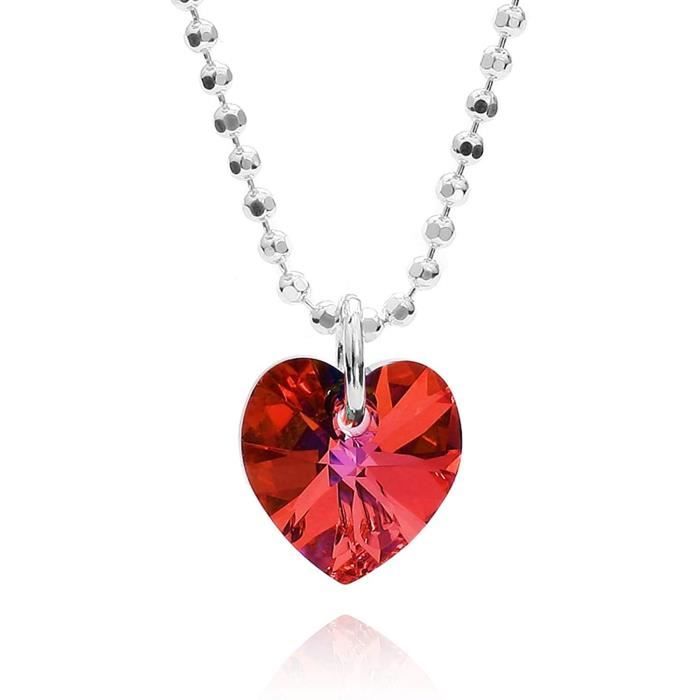 butterfly Enfant Fille Collier Argent 925 Swarovski Elements Originaux Coeur Longueur Réglable Sacs en Satin Bijoux Cadea882