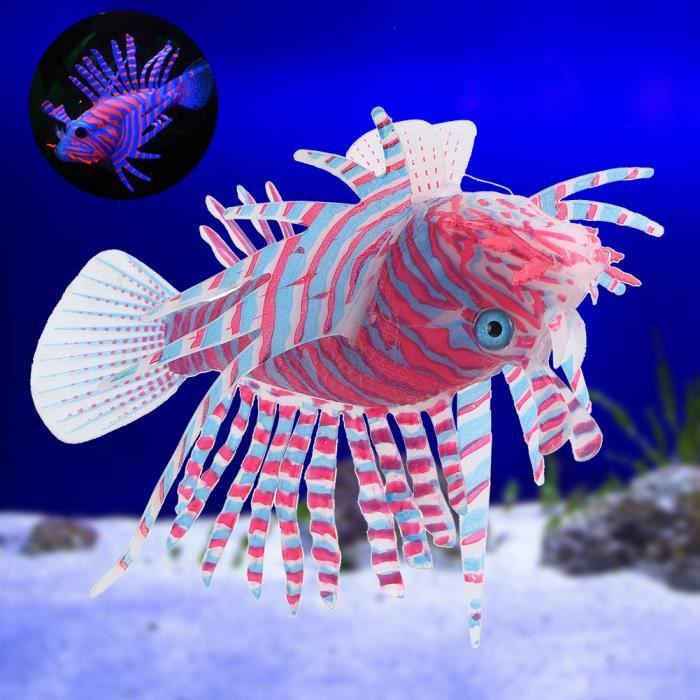 Aquarium Poissons Lionfish Brillant Artificiel Décor Animal Mer(rouge et bleu)