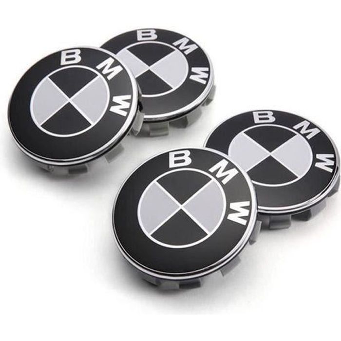 Lot de 4 Centre De Couvercle Cache Moyeu Noir Blanc 68mm BMW Ref :36136783536