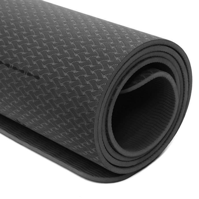 Tapis de Yoga Tapis de Sol Fitness Anti-dérapant Durable 183 X 61 X 0.6cm NOIR Fe55870