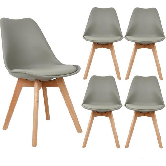 Lot de 4 chaises scandinave Gris avec coussin super qualité