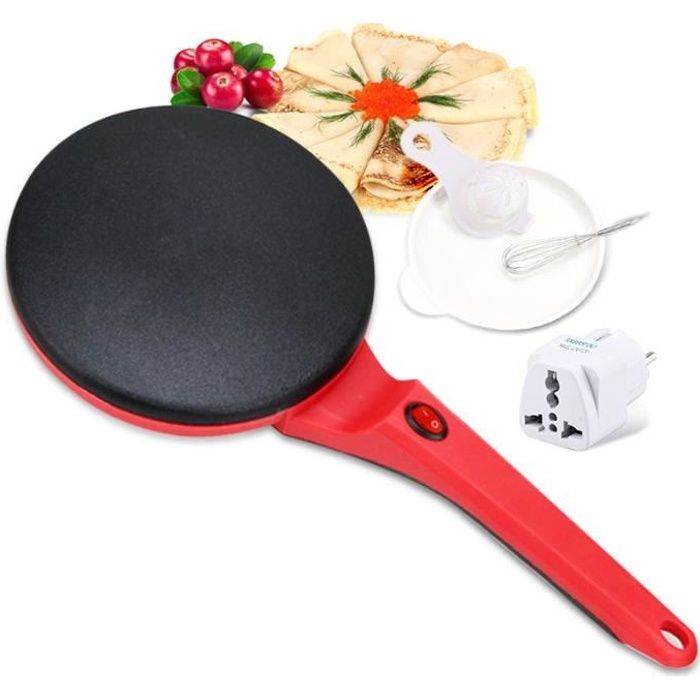 5PCS / Set Crêpes, Électrique Rondes Crêpes Machine Crêpière Machine À Frire Pizza Cuisson Outils 220V (Rouge)