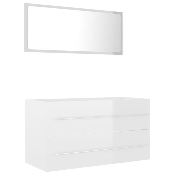 Le meilleur* -504304- Ensemble de meubles de bain 2 pcs - Ensemble Meuble de salle de bain Mobilier de salle de bain Blanc brillant