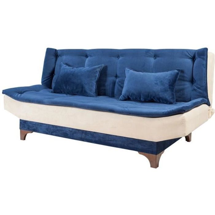 Canapé droit Bleu Tissu Pas cher Confort