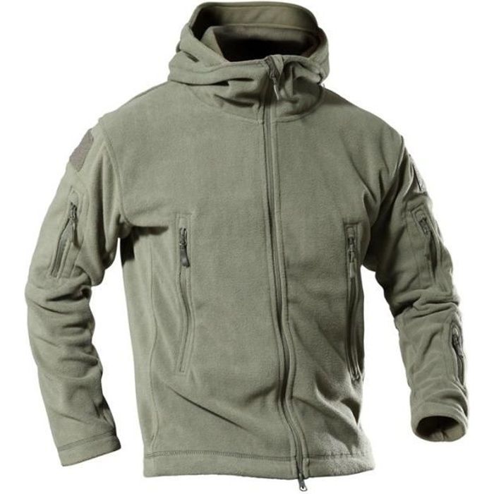 Veste Polaire homme femme Randonnée à capuche Montagne chaude contre-froid polaire de guerre multi-poches Manteau Trekking unisexe