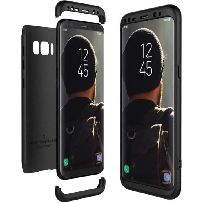 Coque Samsung Galaxy S8 Cas dur PC 3 en 1 Noir