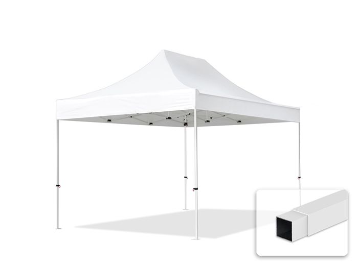 TOOLPORT Tente pliante 3x4,5 m - Acier, PES env. 300g/m², blanc