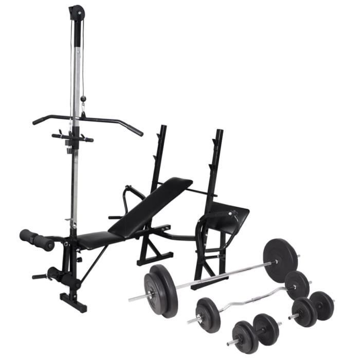 vidaXL 90 kg Banc d'entraînement avec support de poids jeu d'haltères