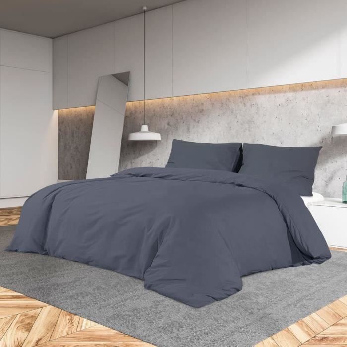 vidaXL Ensemble de housse de couette Anthracite 200x200 cm Microfibre135944