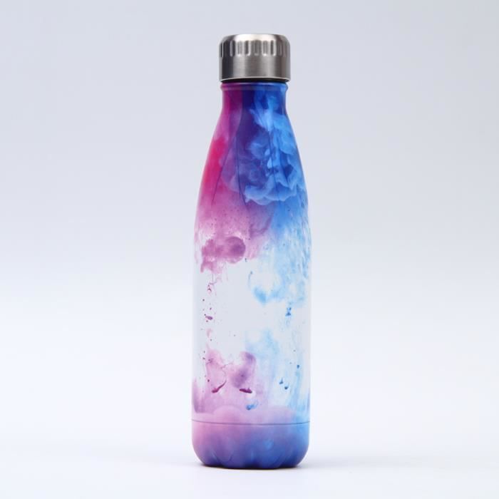Bouteille d'eau en Acier Inoxydable Résumé d'art Imprimé Thermos 500ml Double Paroi Isolée sous Vide Gourde Isothermes - Style 136