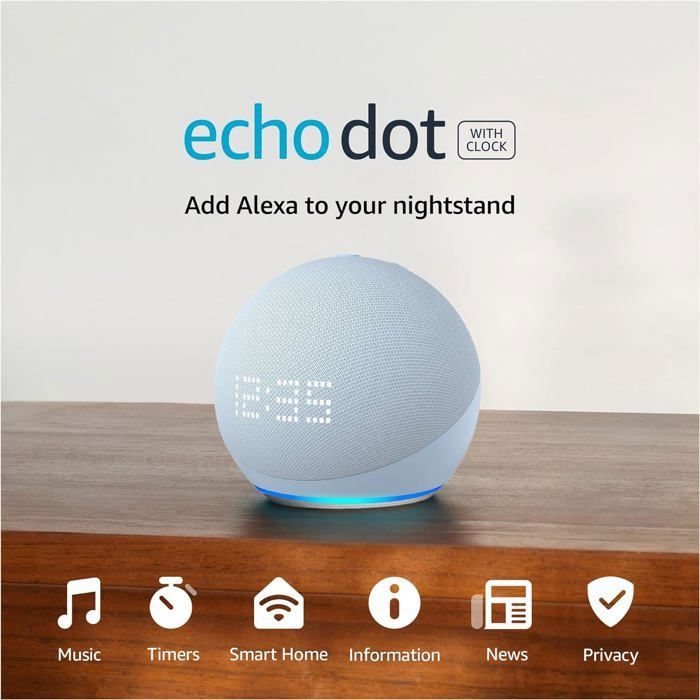 Amazon Echo Dot (5e génération) avec horloge  Haut-parleur intelligent