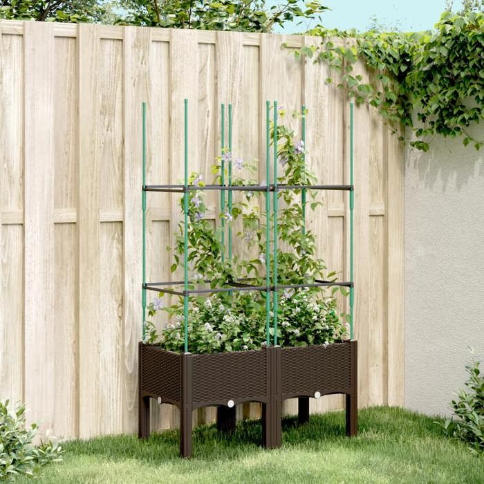vidaXL Jardinière avec Treillis Lit Surélevé Bac à Fleurs Pot de Plantes Boîte à Fleurs Jardin Patio Terrasse Extérieur 367955