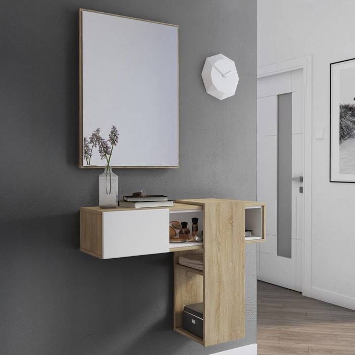 Meuble dEntrée Daba Dmora en Bois Mélaminé Chêne Brun 100x312x75h cm Meuble dEntrée Daba Dmora en Bois Mélaminé Chêne Brun 100x312x75h cm