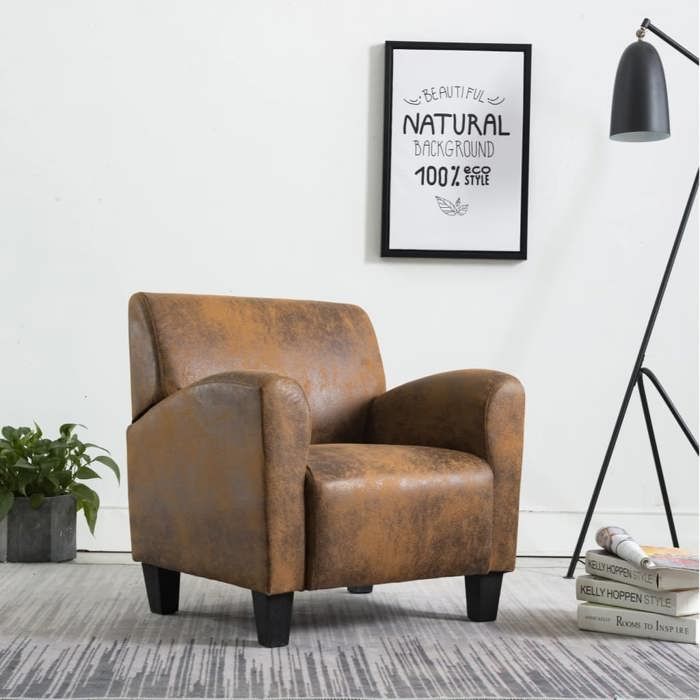 Fauteuil Scandinave Marron - VIDAXL - similicuir daim Pour salon 70x69x72 cm CC2911497