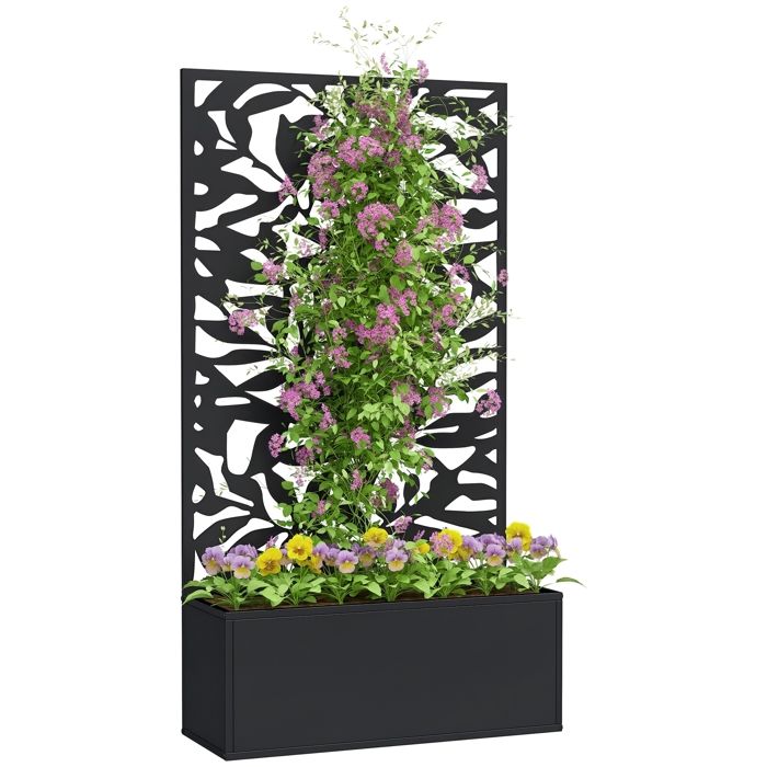 Jardinière avec treillis 100x43x142 cm PP Anthracite - Jardinier - Pot De Fleurs - Plante