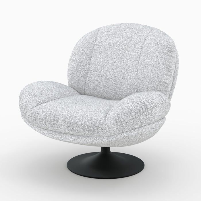 Fauteuil pivotant en tissu bouclé gris chiné - Ricci - Maison Pavane