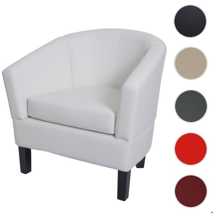 Fauteuil Lounge HWC-O17 similicuir blanc