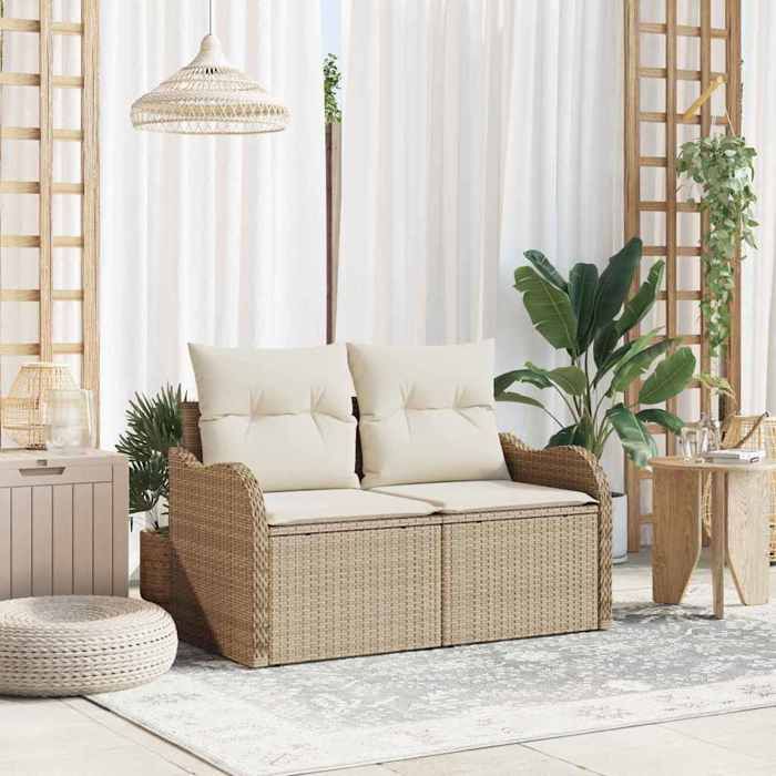 vidaXL Canapé de jardin avec coussin Beige 121 x 62 x 69cm polyrotin 42006726