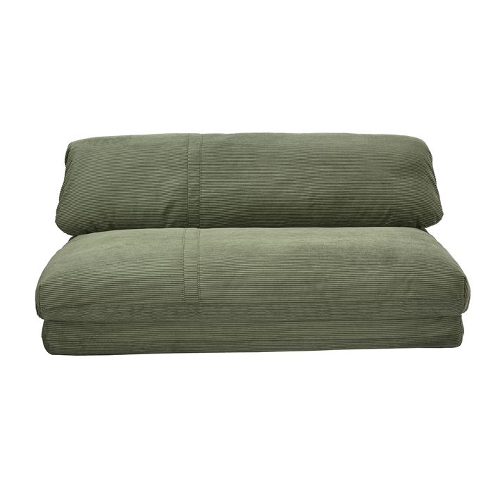 Miliboo - Chauffeuse convertible 2 places en tissu velours côtelé vert kaki SPENCER