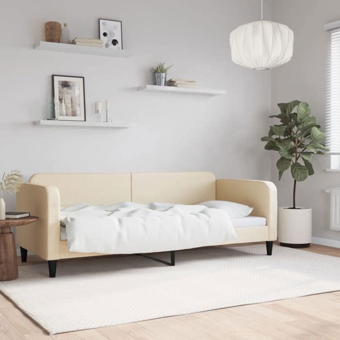 Lit journée/Lit de repos/1 place - Intemporel - crème 80x200 cm tissuCdiscount2025 FAFA 2265836