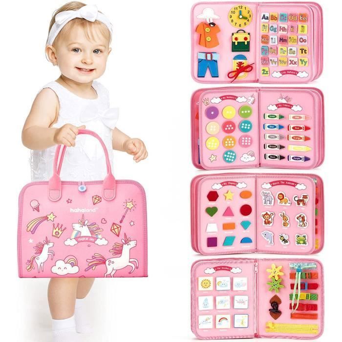 XiYee – Busy Board Montessori Dinosaure – Planche D’activités En Feutre – 45 X 28 Cm – Jouet éducatif Portable Dès 1 An