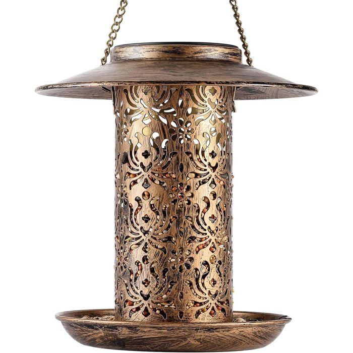 ®TONLRGY Mangeoire solaire dextérieur à suspendre avec crochet en S cadeau idéal pour les amoureux des oiseaux