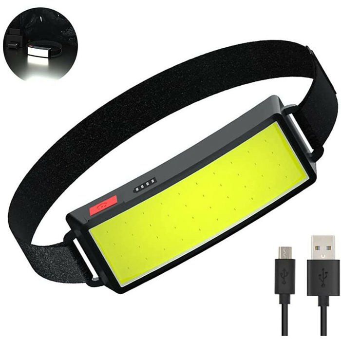 Lampe Frontale LED COB Torche Frontale USB Rechargeable Puissante étanche Phare 500 lumens 2 pièces Lampe de travail pour casque
