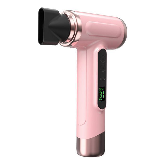 Sèche-Cheveux Sans Fil - Rechargeable 15000mAh Batterie - Air Chaud/Froid 3 Vitesses - Écran LED - Portable - Rose