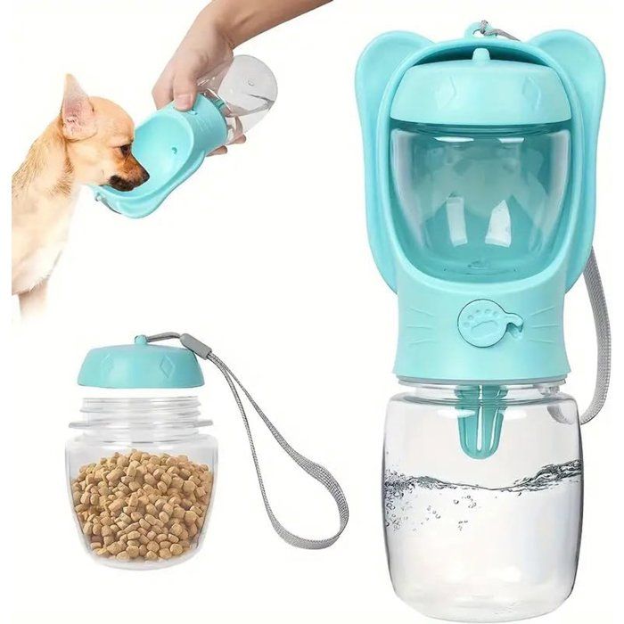 Gourde pour chien - Gamelle pour chien - Gourde pour chien - Gourde de voyage avec récipient pour nourriture - Anti-fuite portable