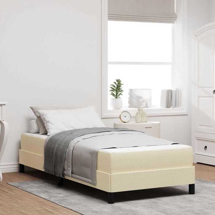 Lit à ressorts avec matelas-Sommier à ressorts de lit Crème 90 x 190 cm tissu 769087