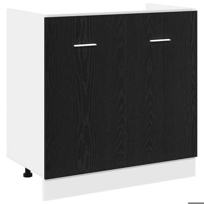 Automne/hiverArmoire bas de cuisine Colonne cuisine - Meuble Bas dÉvier Chêne Noir 80x46x81 5 cm Bois Ingénieré3258464