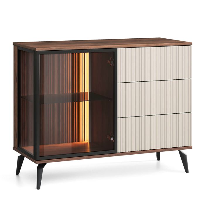 Buffet Komodee DAWSON KOM2 Frontal en relief Chêne Noisette Cachemire 39 x 103 x 80 cm
