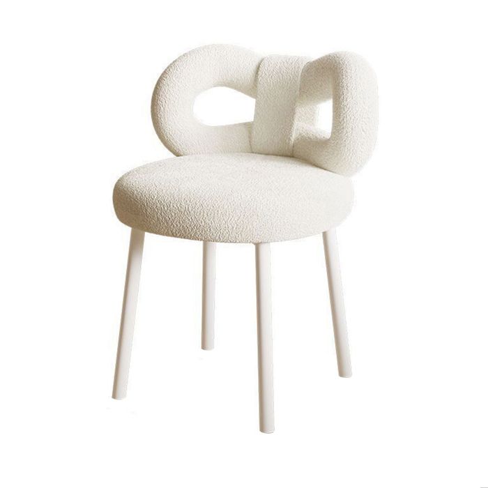 Tabouret de coiffeuse avec dossier à nœud papillon sans accoudoirs pour salon chambre à coucher blanc