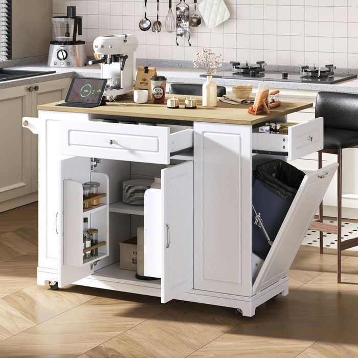 Ilot central à roulettes extensible îlot de cuisine avec tiroirs et compartiment îlot de cuisine mobile idéal pour cuisine blanc