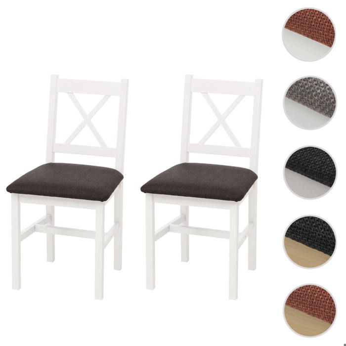 Lot de 2 chaises de salle à manger MCW-F77 blanches rembourrage noir