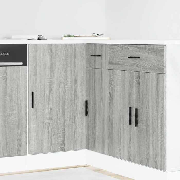 Meuble sous évier en bois dingénierie - vidaXL - Lyon - Gris Sonoma - 86x46x815 cm - Capacité de charge 70 kg