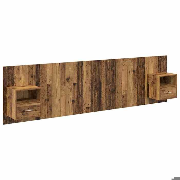 Tête de lit avec armoires - vidaxl - Bois ancien - Bois dingénierie - 297x325x80 cm - Grand espace de stockage