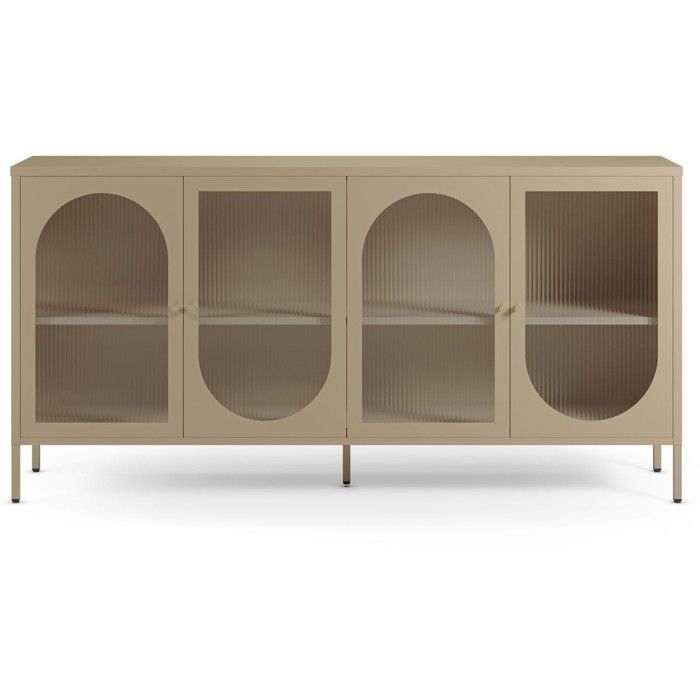 Buffet 4 portes en métal beige 160 cm - Ysia Buffet 4 portes en métal beige 160 cm - Ysia
