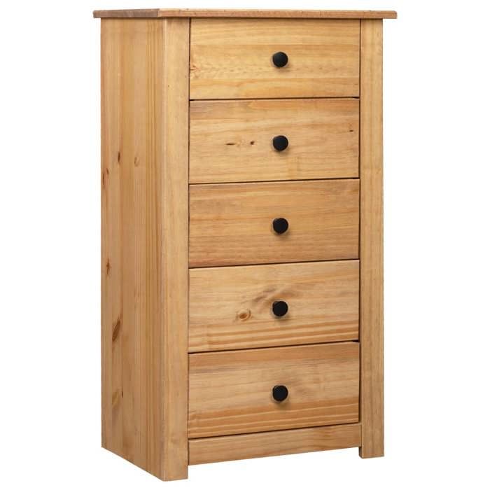 SALE 2026 Armoire/Cabinet à tiroirs Brun - Buffet 46x40x89cm Pin Gamme Panama PRO597812982