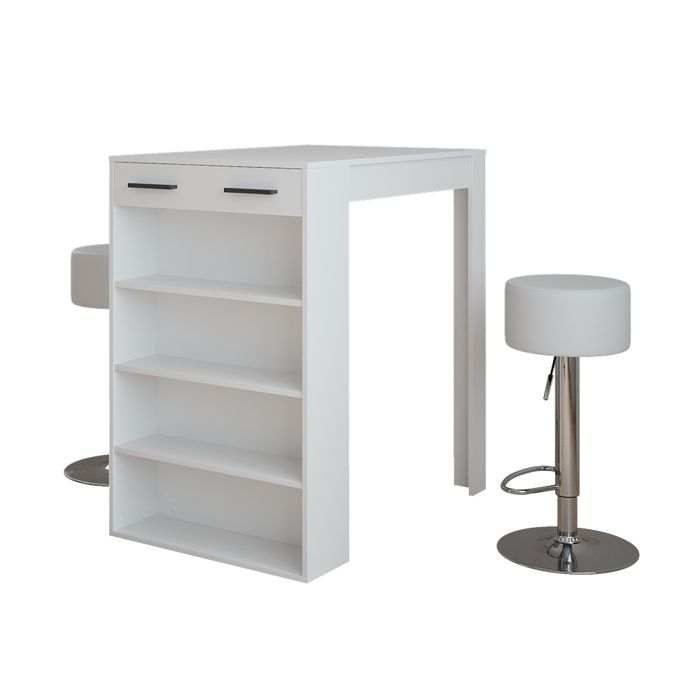 Set de table de bar Repose 67x100cm avec 2 tabourets de bar Blanc Vicco 55713 Set de table de bar Repose 67x100cm avec 2 tabourets de bar Blanc Vicco 55713