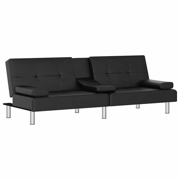 Canapé-lit convertible similicuir - SOLOMOON - Noir - 200x89x70 cm - 200x100x33 cm étendu - Dossier réglable 3 positions