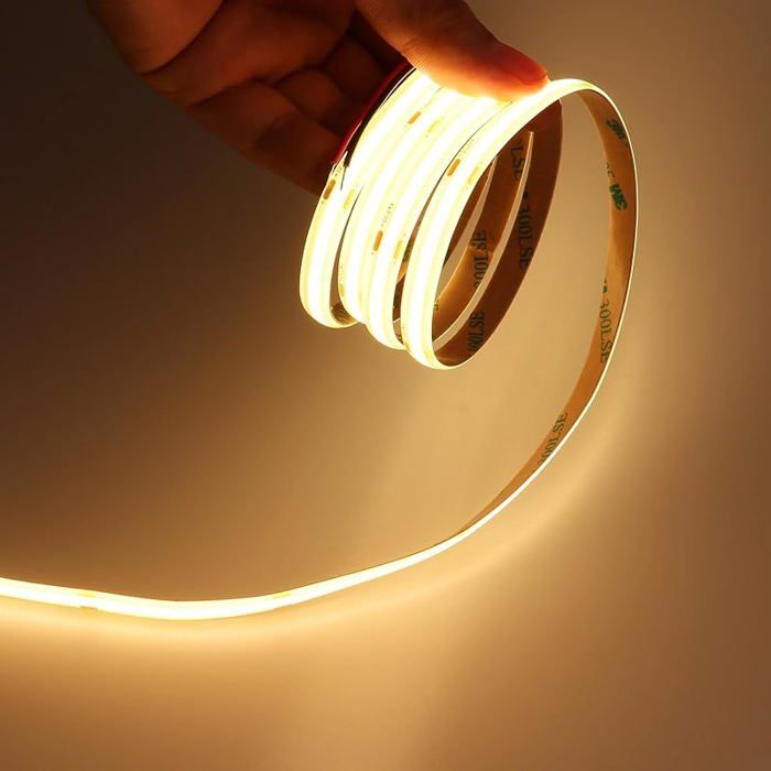 6M Ruban LED COB 24V 3000K Blanc Chaud Intérieur 320LEDs/M CRI 93+ Sans Point 8MM Recoupable Autocollante Bande COB 6M 3000k