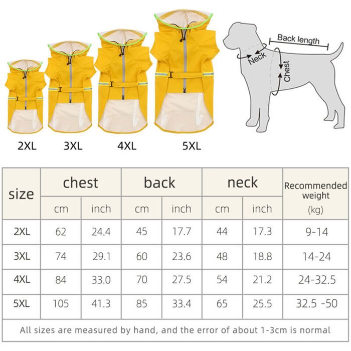 Manteau Imperméable Réfléchissant Type Cape pour Grand Chien Vêtement de Pluie Transparent